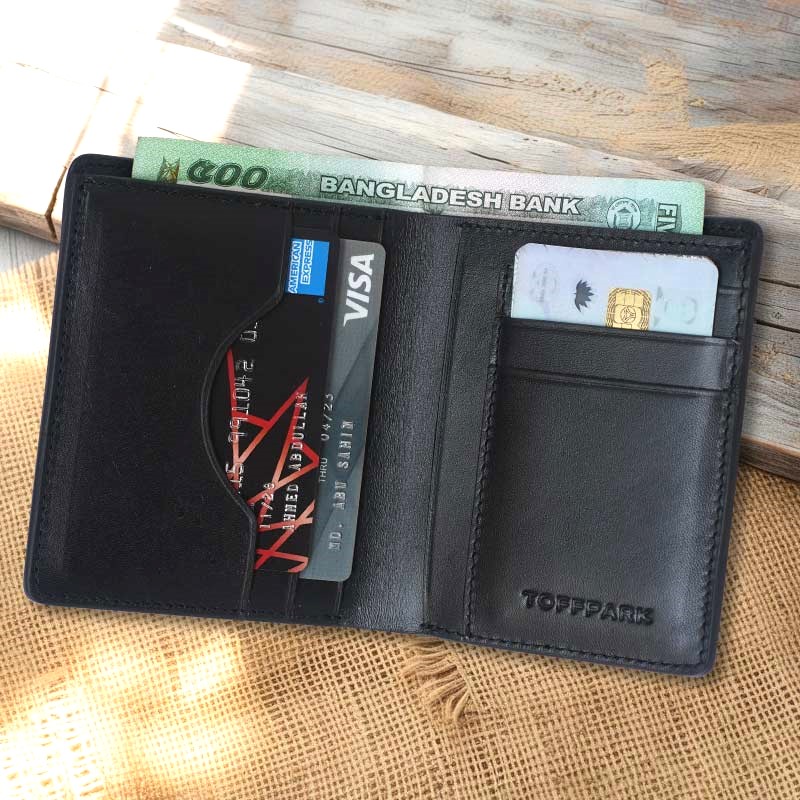 TOFFPARK Premium Leather Bi-fold Slim Wallet – Black