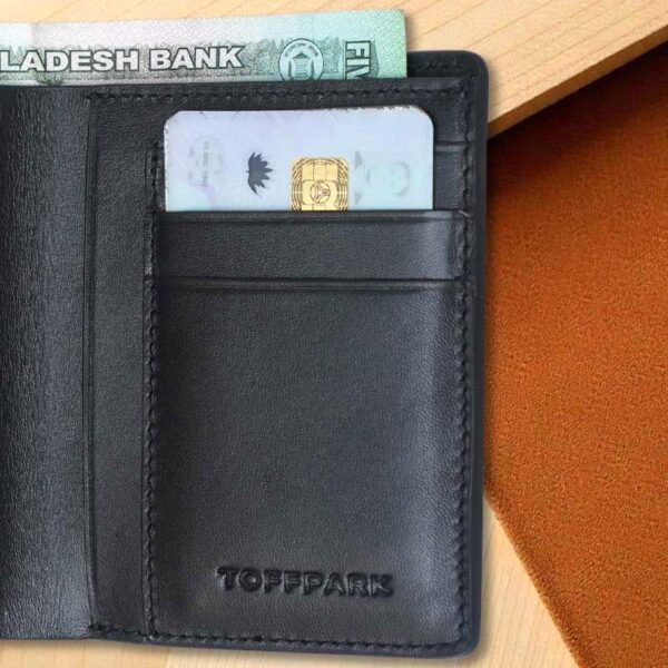 TOFFPARK Premium Leather Bi-fold Slim Wallet – Black