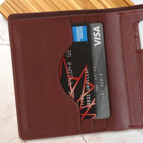 TOFFPARK Premium Leather Bi-fold Slim Wallet – Red Wine