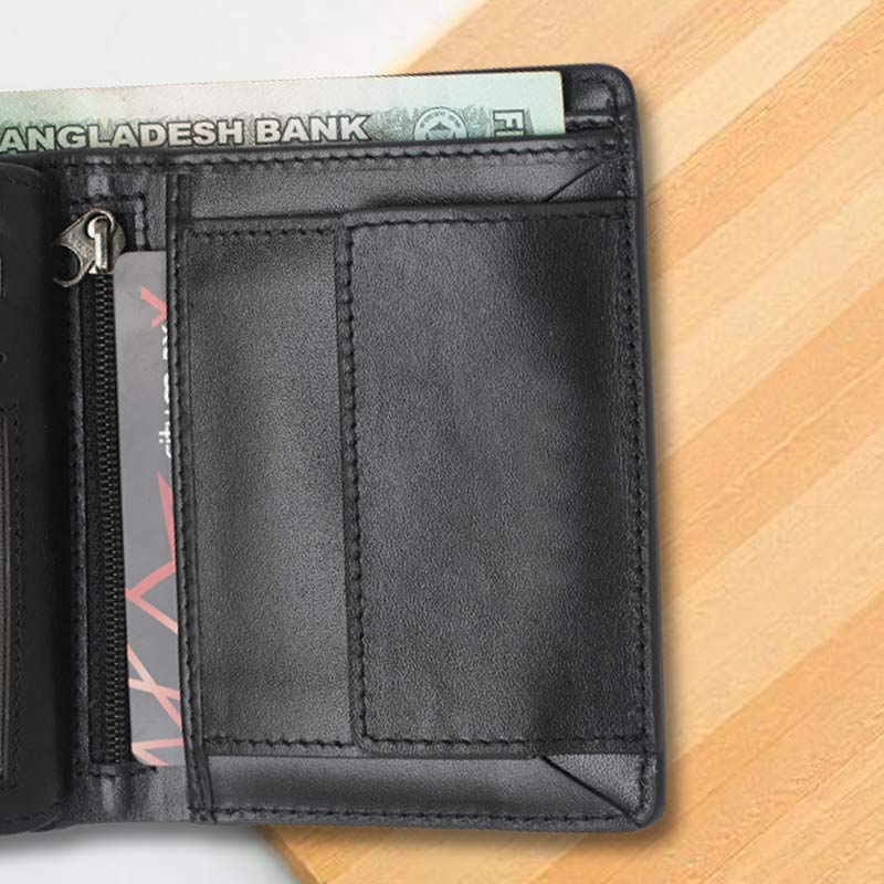TOFFPARK Retro Leather Bi-fold Versatile Wallet – Black