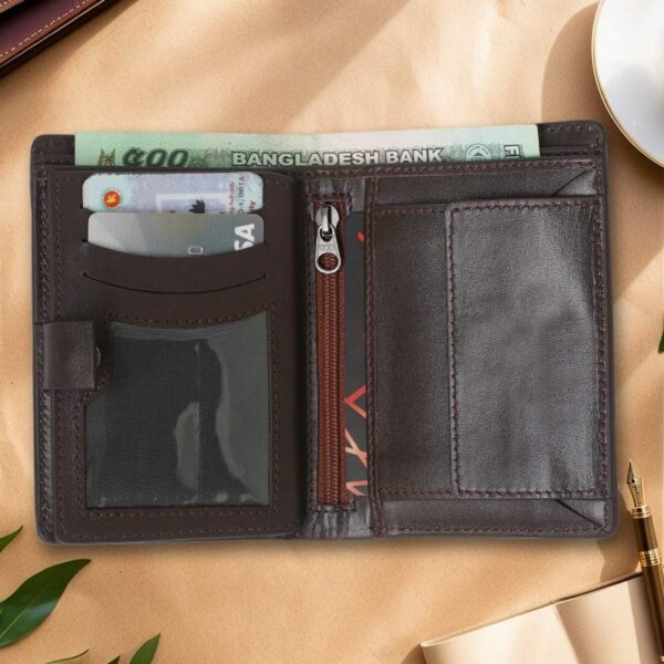 TOFFPARK Retro Leather Bi-fold Versatile Wallet – Chocolate