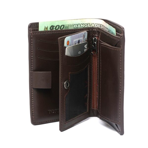 TOFFPARK Retro Leather Bi-fold Versatile Wallet – Chocolate