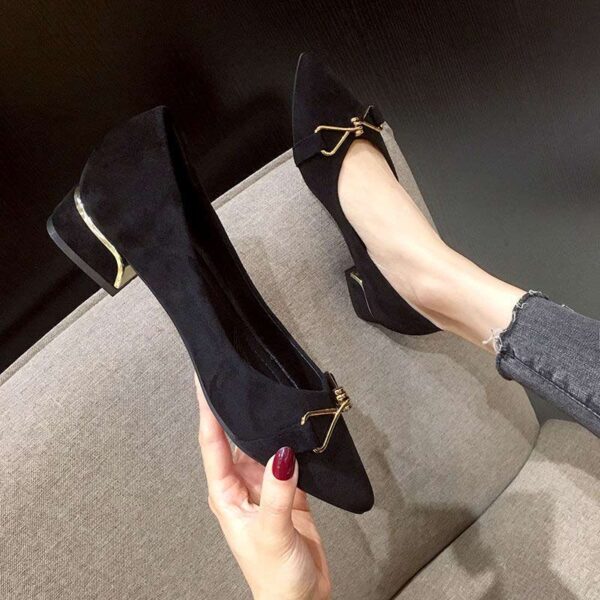 Versatile Fancy Buckle Mid-Heel Pump Shoe - Black