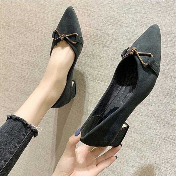 Versatile Fancy Buckle Mid-Heel Pump Shoe - Blue