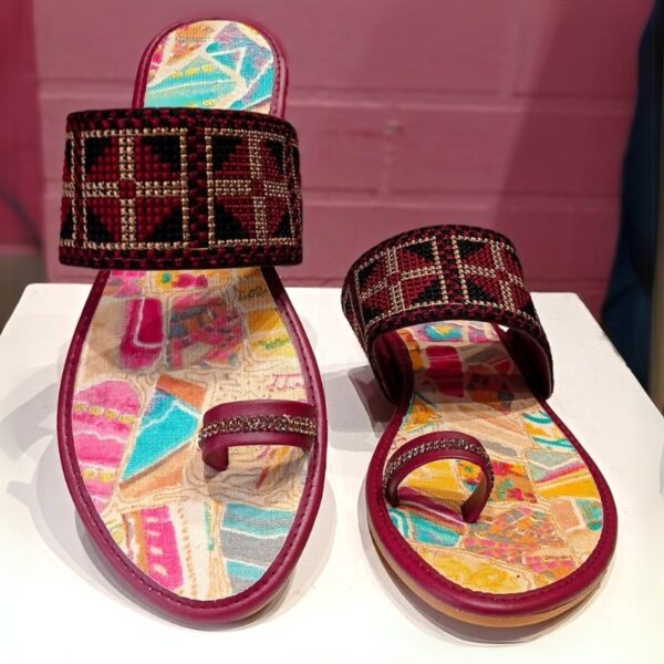 Orlass Ethnic Thick-soled Sandal - Maroon