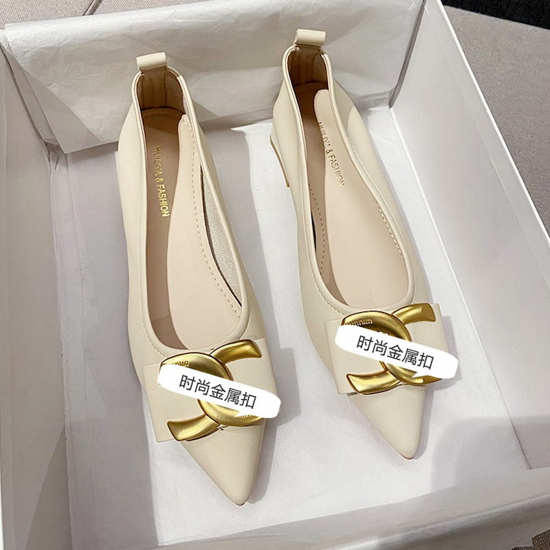 Pointed Toe Elegant Fairy Heel Pump Shoe - Beige