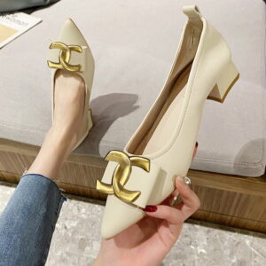 Pointed Toe Elegant Fairy Heel Pump Shoe – Beige