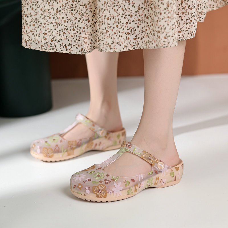 Lightweight Soft Printed Beach Sandal - Beige