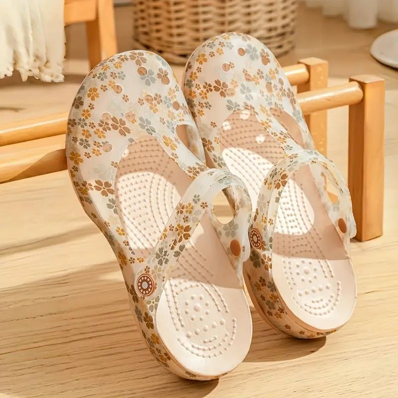 Lightweight Soft Printed Beach Sandal - Golden