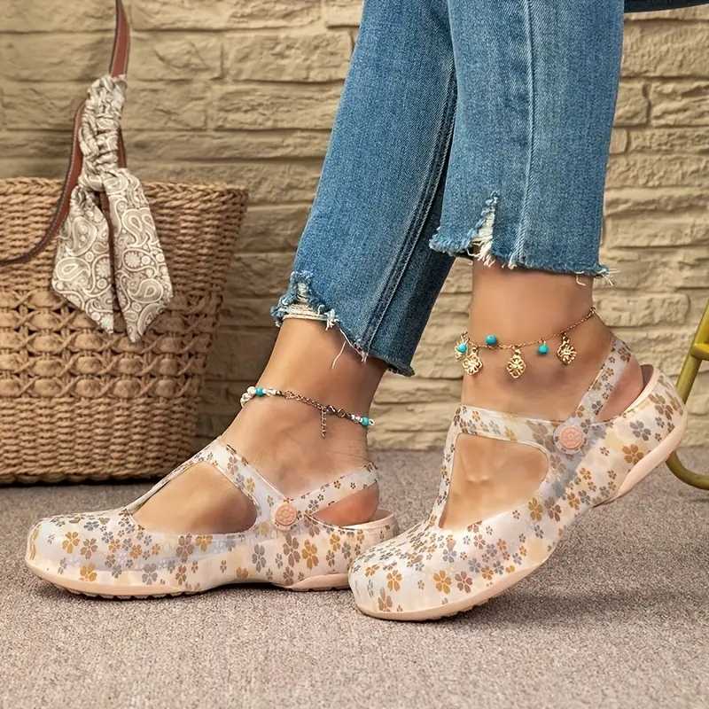 Lightweight Soft Printed Beach Sandal - Golden