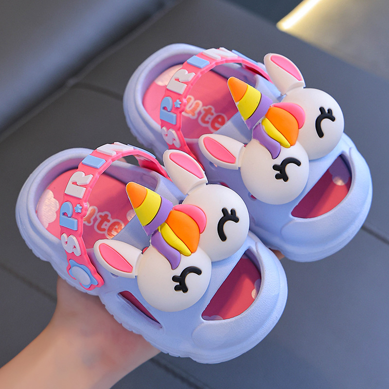 Boy & Girl Kids Cartoon Head Soft Clog Shoe - Blue