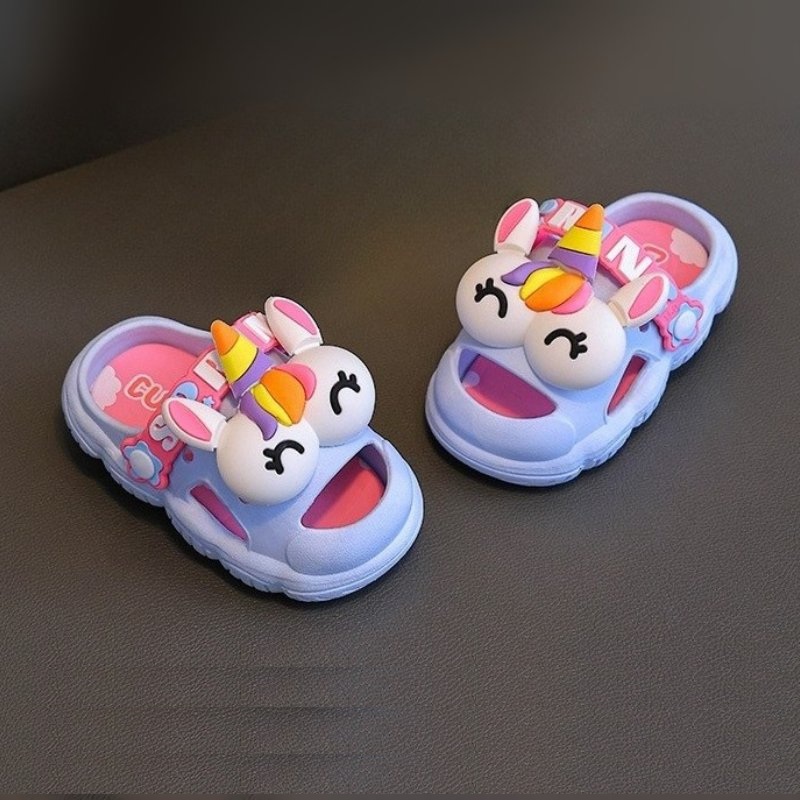 Boy & Girl Kids Cartoon Head Soft Clog Shoe - Blue