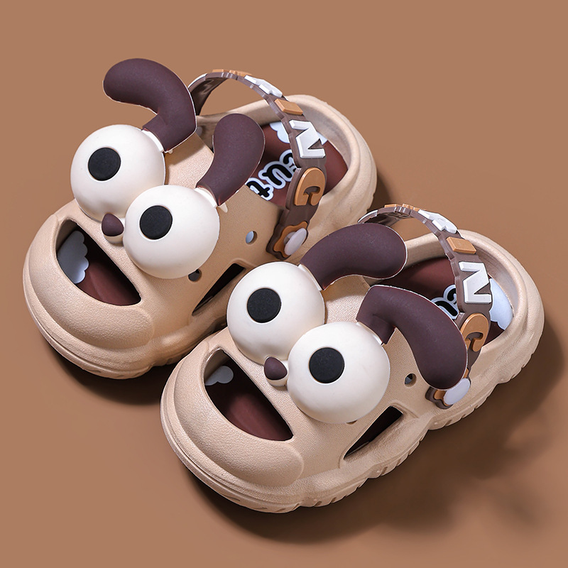 Boy & Girl Kids Cartoon Head Soft Clog Shoe - Brown