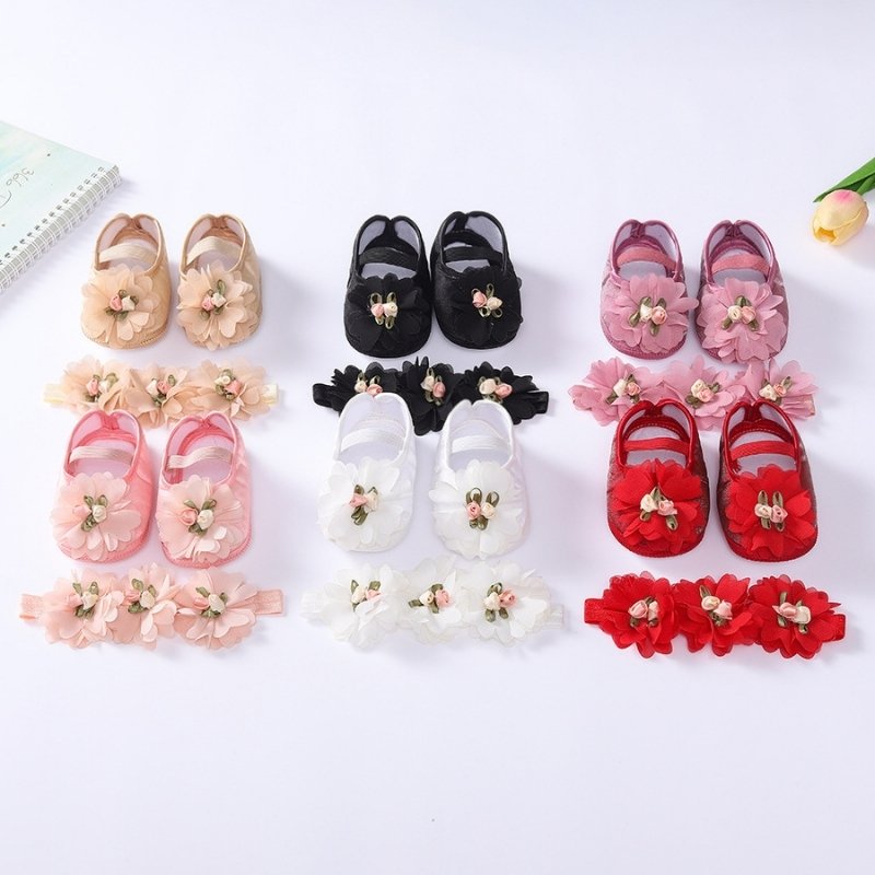 Newborn Baby Girl Soft Shoe with Headband
