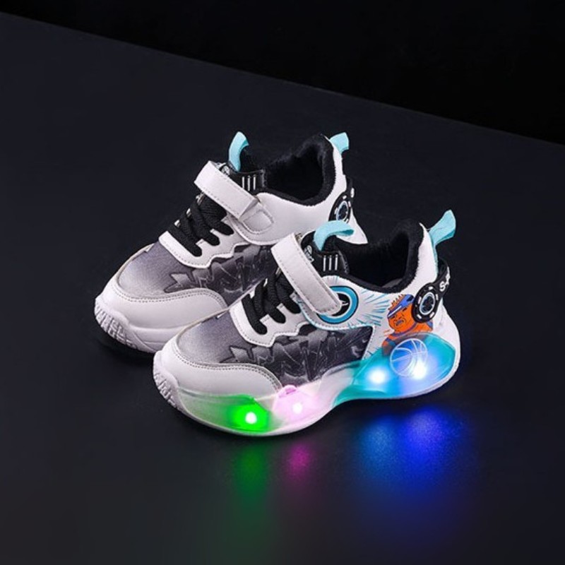 Non-slip Light-up Kids Sports Casual Shoe - Black
