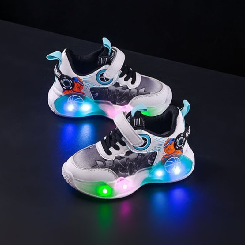 Non-slip Light-up Kids Sports Casual Shoe - Black