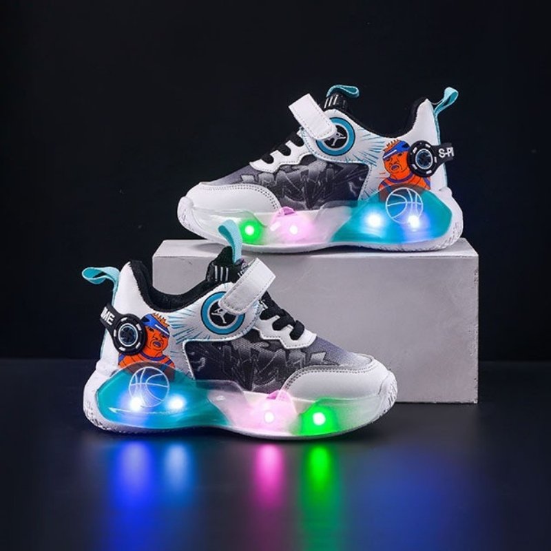 Non-slip Light-up Kids Sports Casual Shoe - Black