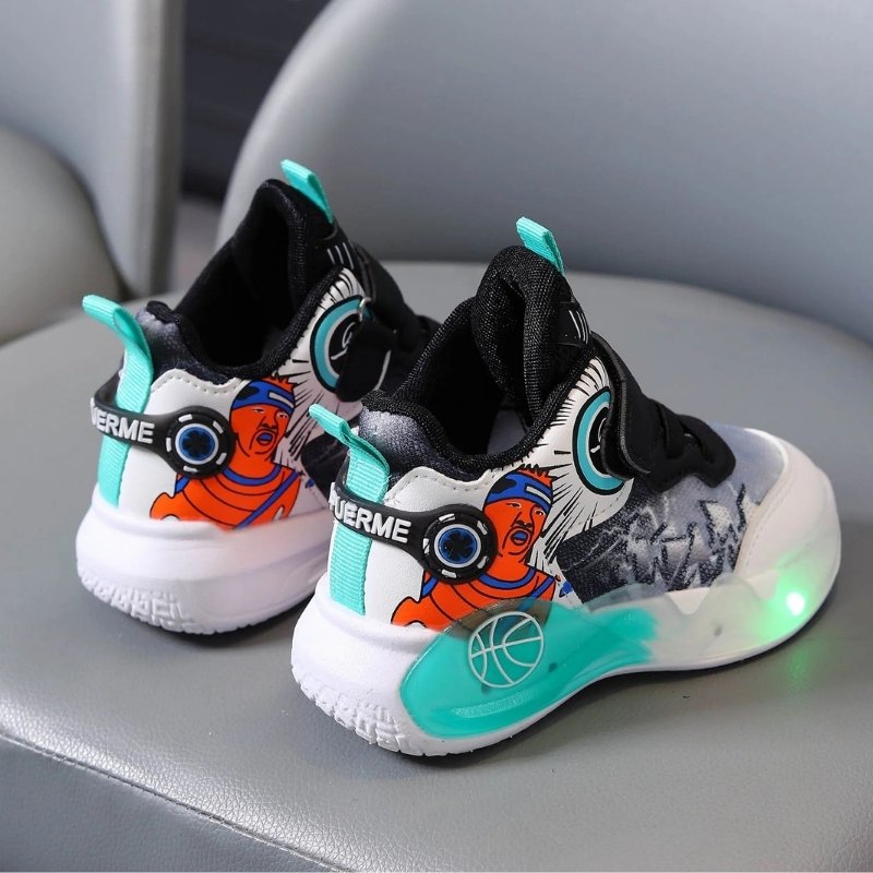 Non-slip Light-up Kids Sports Casual Shoe - Black