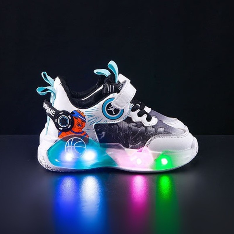 Non-slip Light-up Kids Sports Casual Shoe - Black
