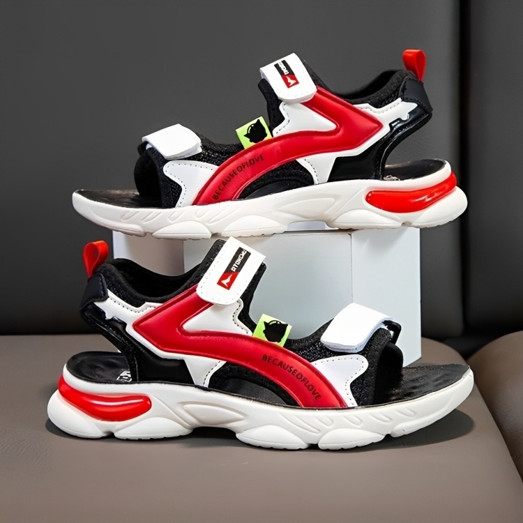 Retro Style Cosy Kids Outdoor Casual Sandal - White Red