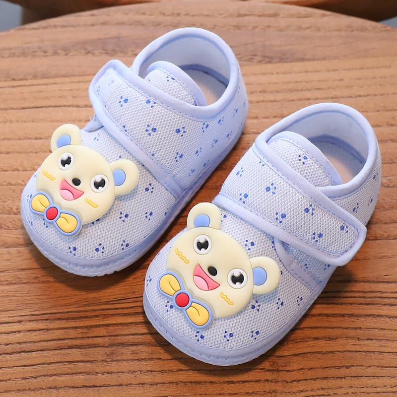Breathable Soft Tie Bear Newborn Baby Shoe - Blue