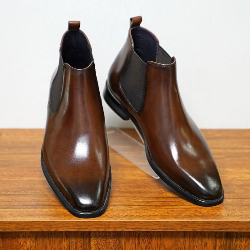 Korean All Match Retro Pointed Toe Chelsea Boot - Brown