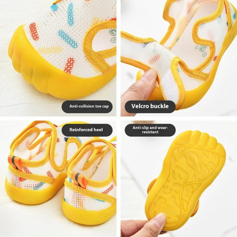 Spring Trend Anti Kick Slip Kids Soft Mesh Shoe - Yellow