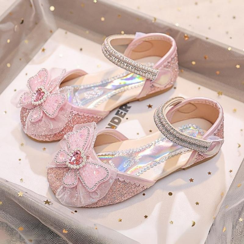 Spring Trend Crystal Bow Soft Girls Sandal - Pink
