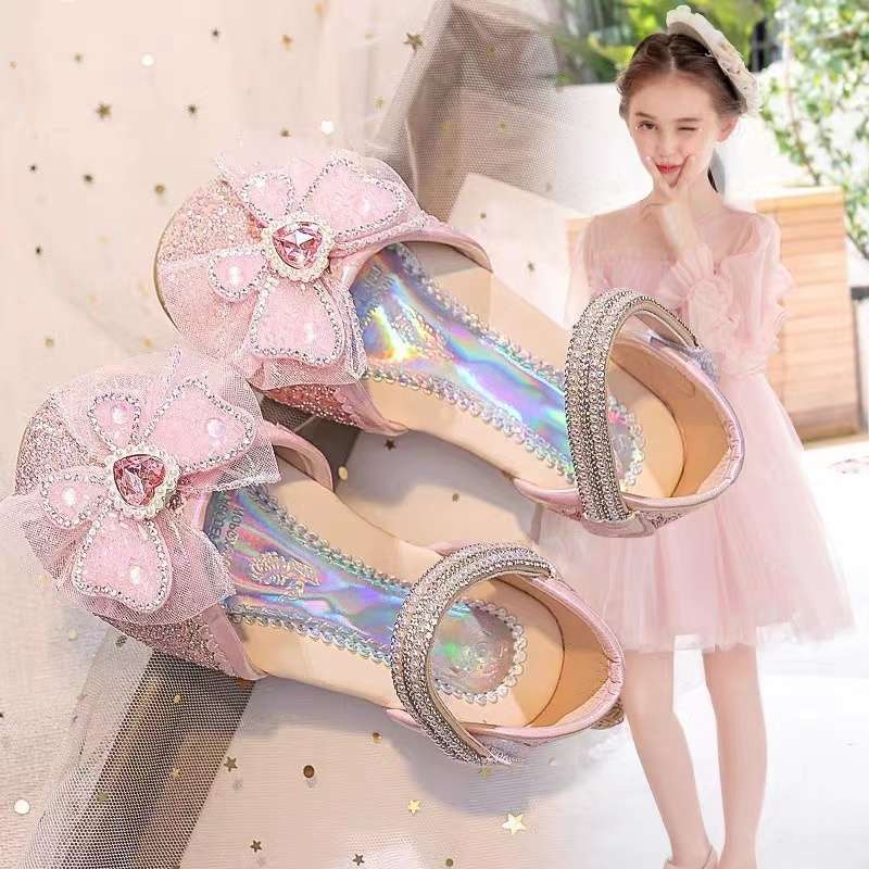 Spring Trend Crystal Bow Soft Girls Sandal - Pink