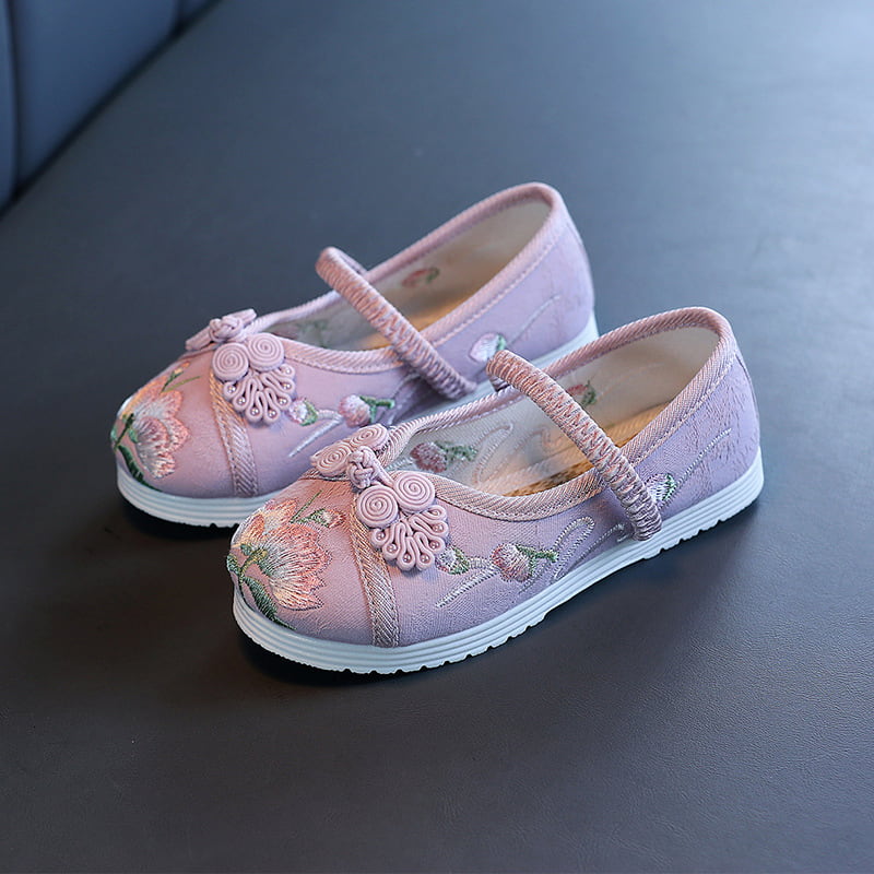 Ancient Chinese Style Girl Kids Ethnic Shoe - Purple