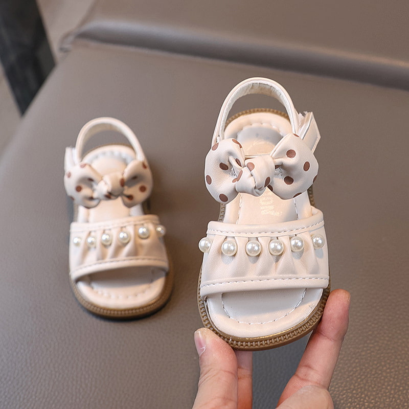 Autumn Trend Pearl Work Girl Kids Sandal - Beige