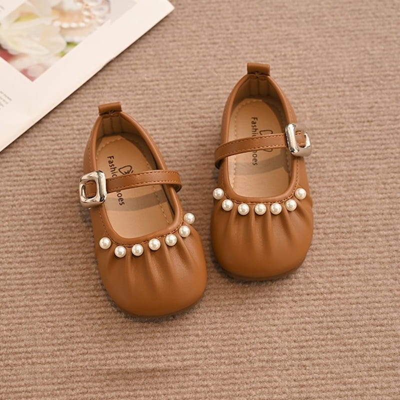 French Style Soft Cute Pearl Princess Shoe - Brown