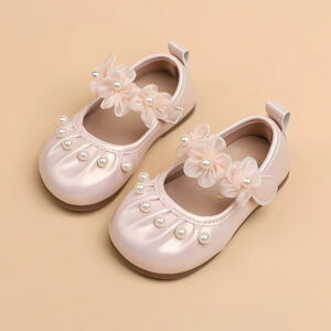French Style Soft Flower Pearl Baby Girl Shoe – Pink