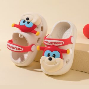 Kitten Head Lightweight Kids Cute Clog Shoe – Beige Red