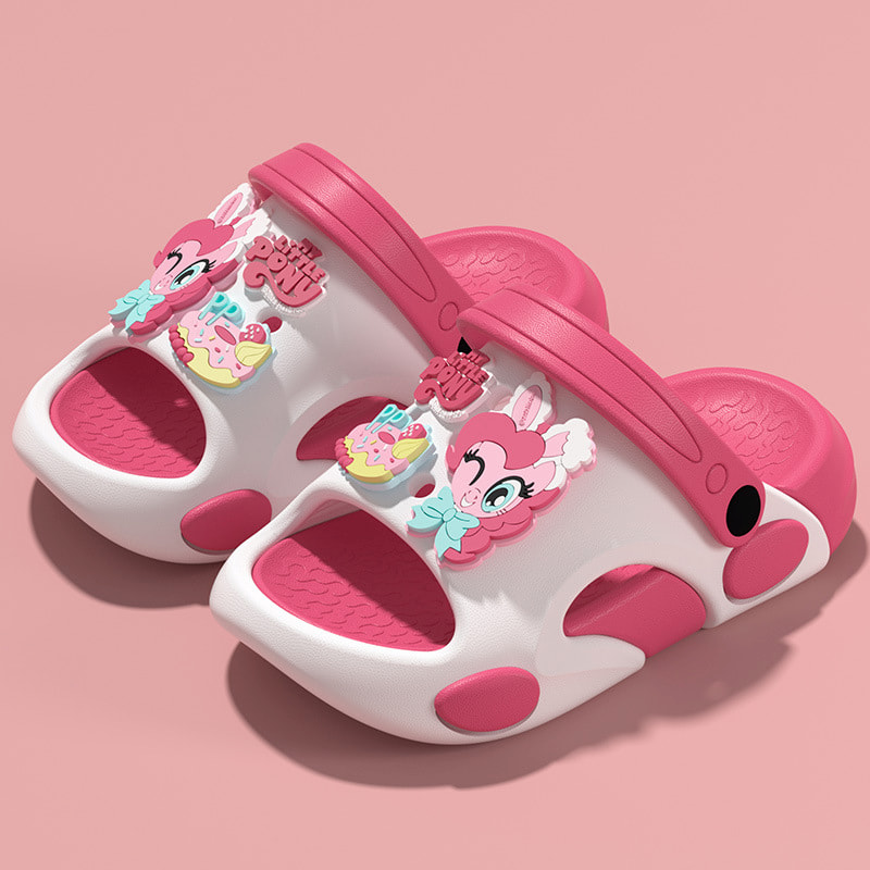 Little Pony Cartoon Open-toe Kids Clog Shoe - Rose Red