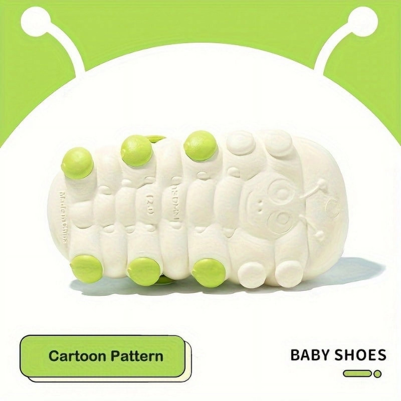 Soft Bottom Caterpillar Cartoon Kids Clog Shoe - White Green