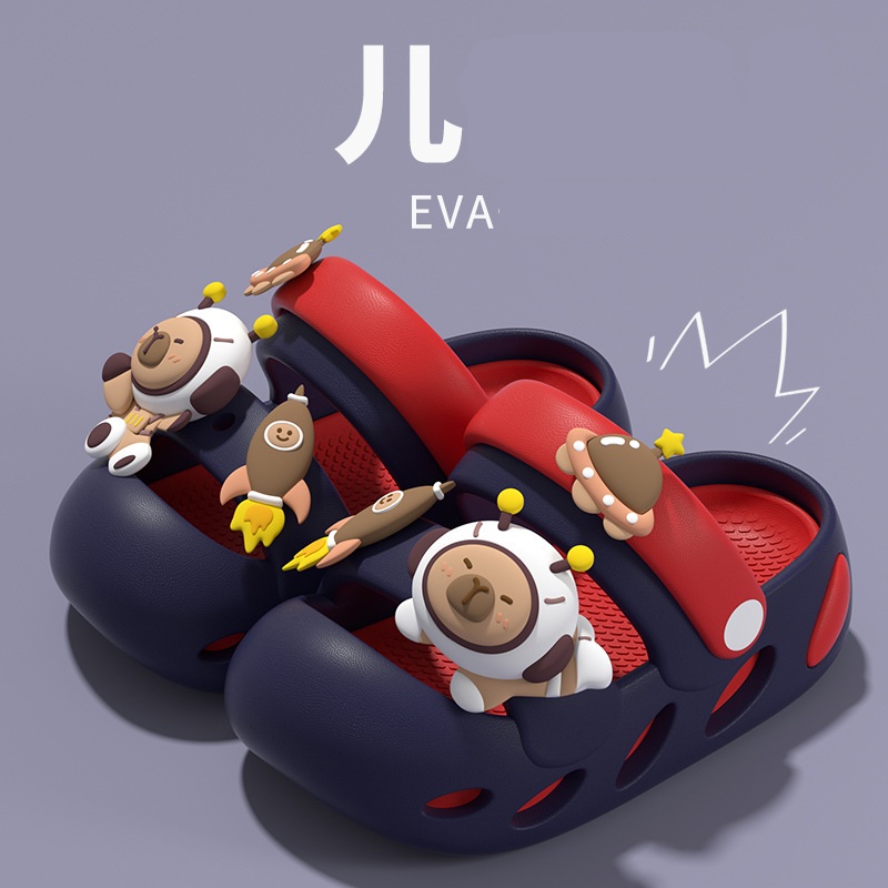 Space Capybara Close-toe Kids Clog Shoe - Blue Red