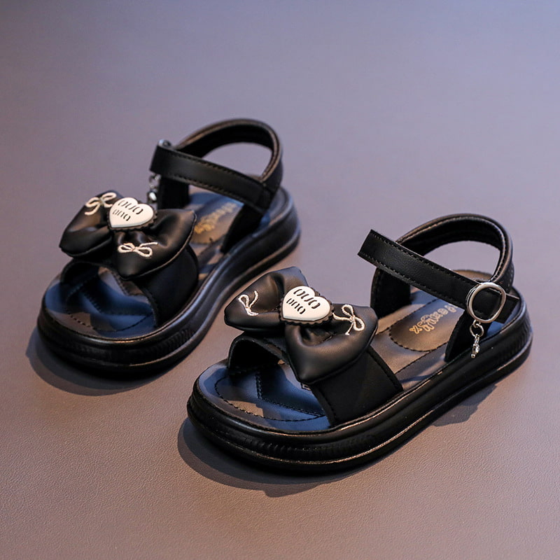 Summer Trend Love Bow Girl Kids Beach Sandal - Black