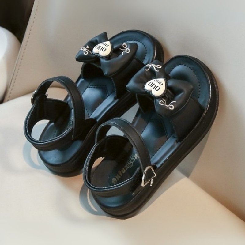 Summer Trend Love Bow Girl Kids Beach Sandal - Black