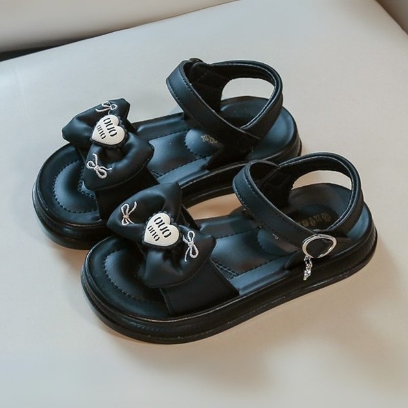Summer Trend Love Bow Girl Kids Beach Sandal - Black