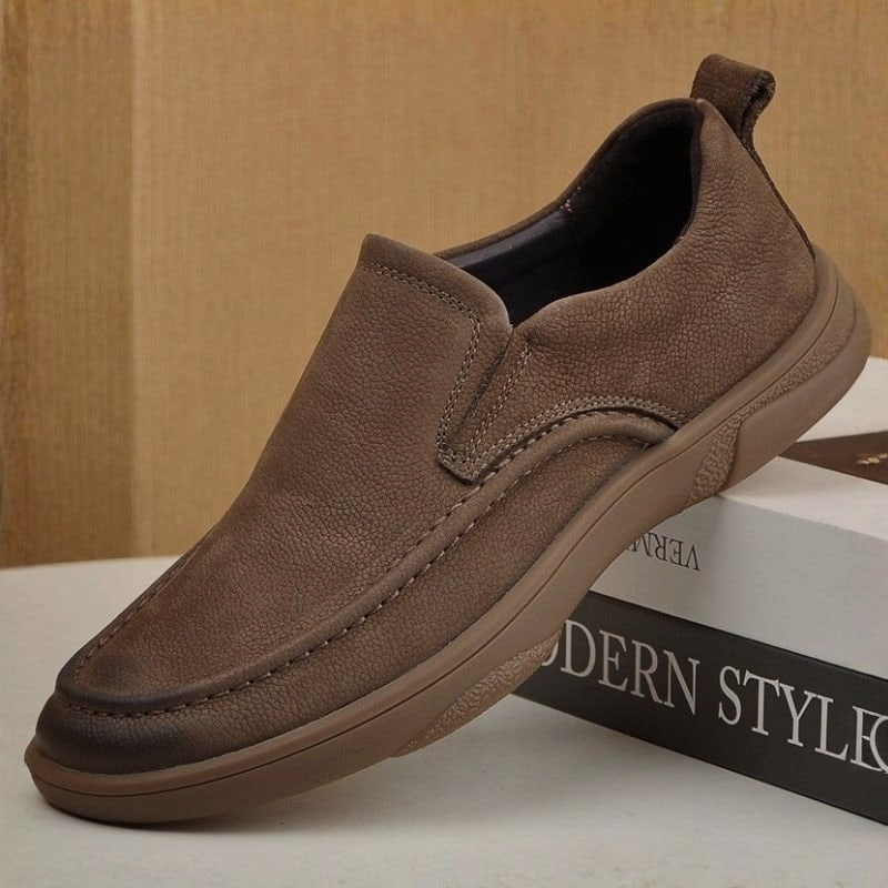 British Style Retro Cosy Soft Leather Loafer - Coffee Brown