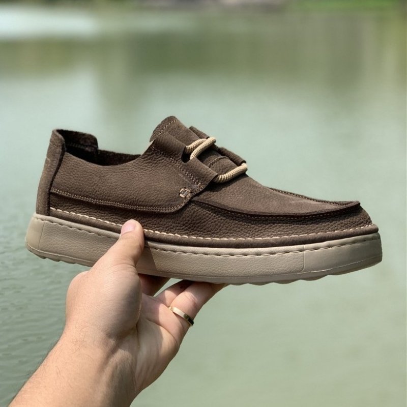 Lightweight Soft Leather Retro Casual Shoe - Coffee Brown