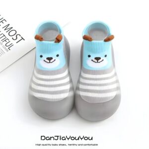 Anti-slip Soft Toddlers Cartoon Sock Shoe – Gray