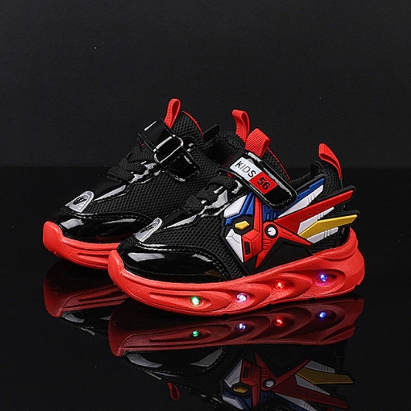 Autumn Trend Light-up Toddlers Casual Shoe - Black Red