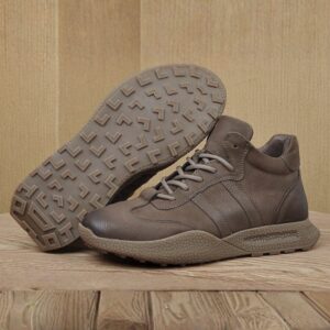 British Retro Mid-top Leather Casual Shoe – Coffee Brown