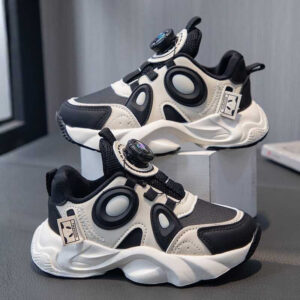 Retro Style Lightweight Kids Sports Casual Shoe – Black