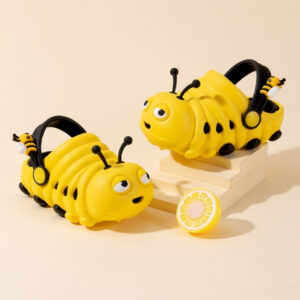 Soft Bottom Caterpillar Cartoon Kids Clog Shoe – Yellow Black