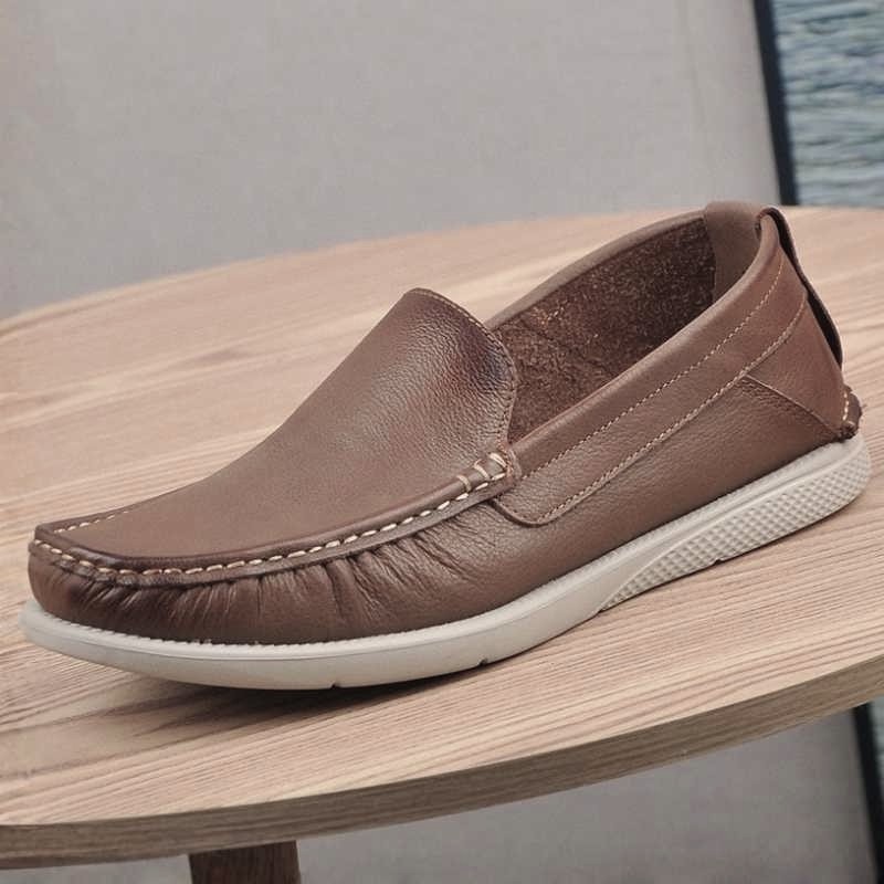 Summer Style Lightweight Soft Leather Loafer - Brown