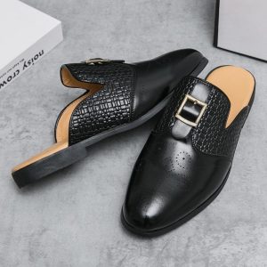 All Season Pointed Toe Fancy Half Shoe – Black