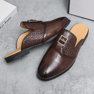 All Season Pointed Toe Fancy Half Shoe – Brown